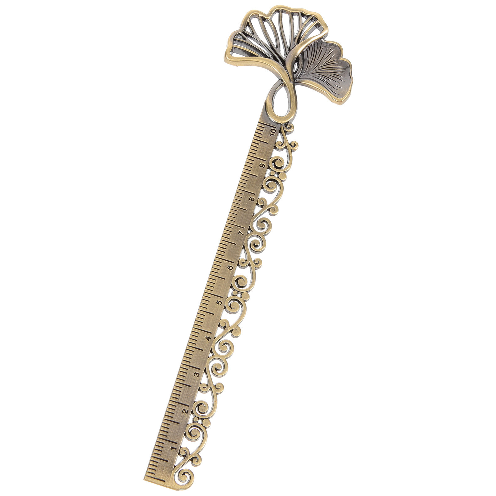 Stationery Books - Metal Hollow Ginkgo Bookmark Ruler Creative
