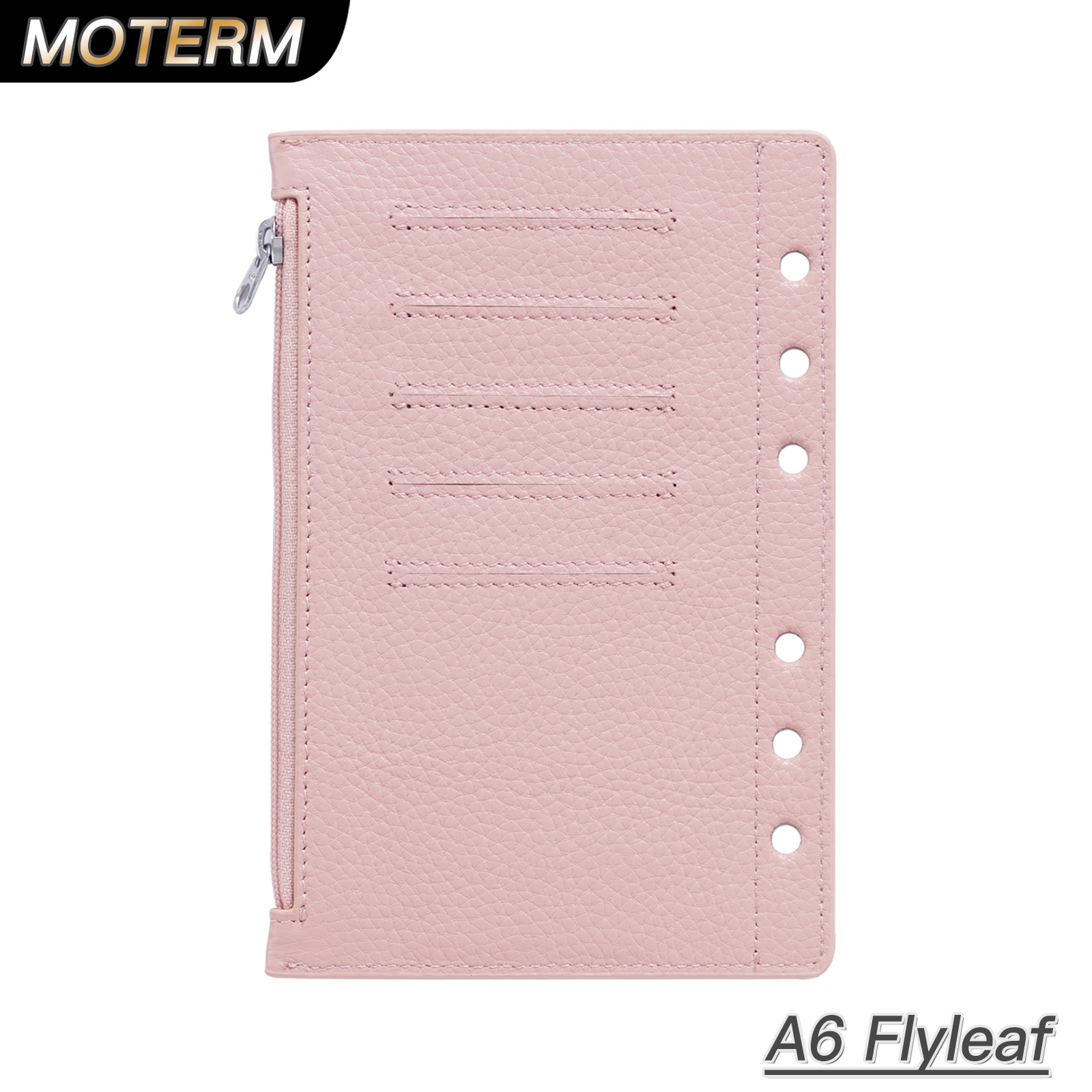 Vintage Leather Journal Notebook - Moterm Zipper Flyleaf for A6 Size