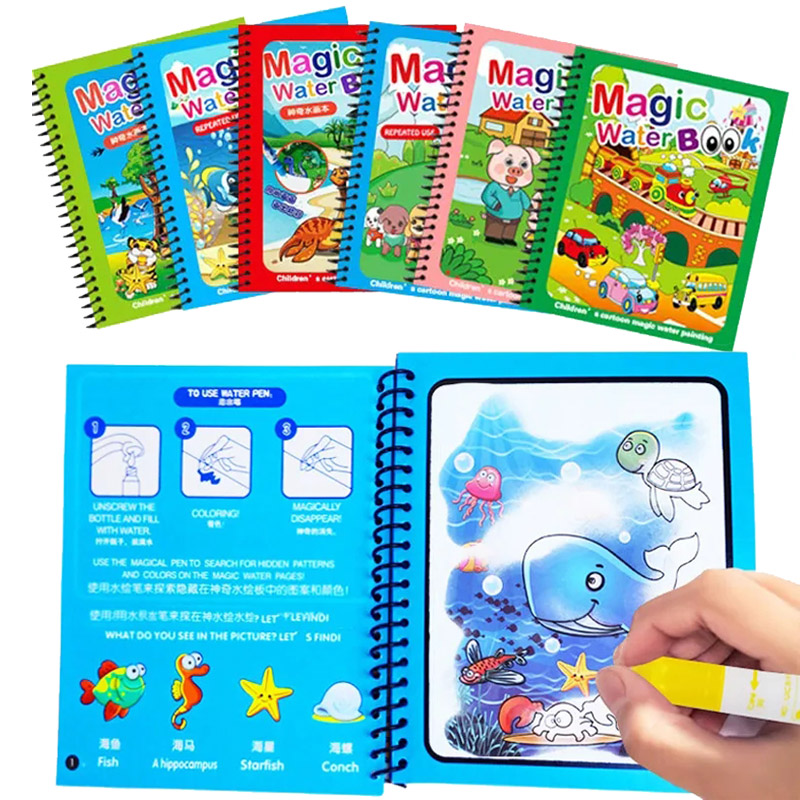 Kids Montessori Toys Reusable  - Reusable Water Magic Coloring Book recension och pris