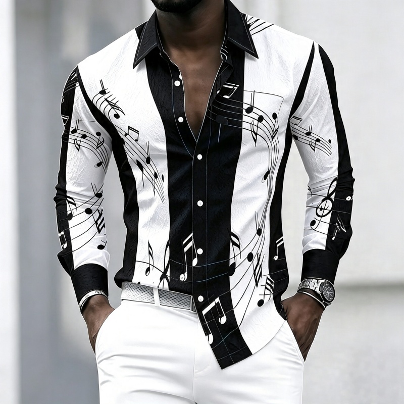 Men's collared shirt with crea - Music recension och pris