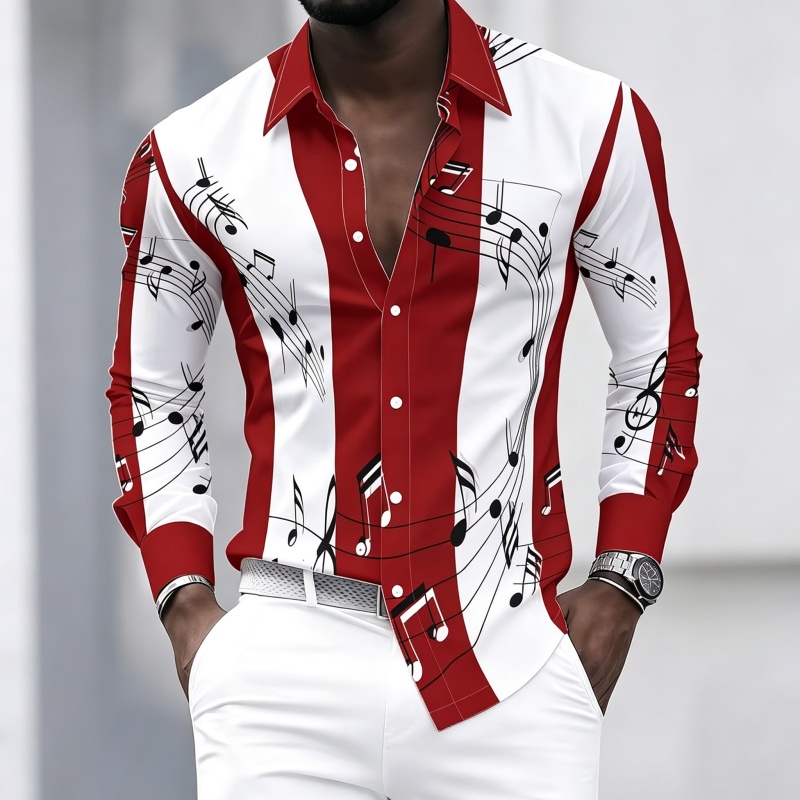 Men's collared shirt with crea - Music recension och pris