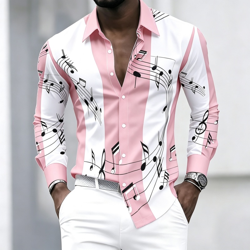 Men's collared shirt with crea - Music recension och pris