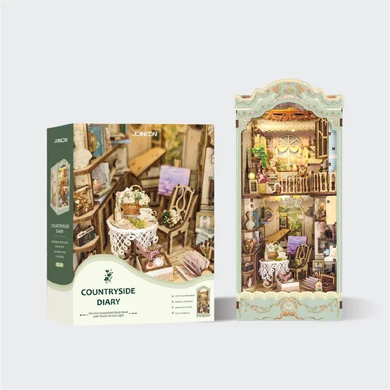 DIY Wooden Pastoral Diary Book - Diy Wooden Book Nook Kit Shelf Insert recension och pris