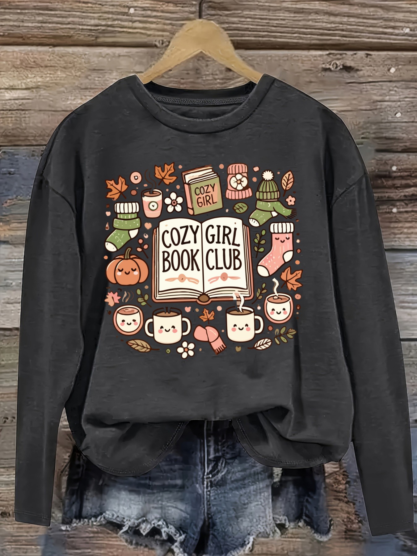 Women's Casual Long Sleeve Cre - Books recension och pris