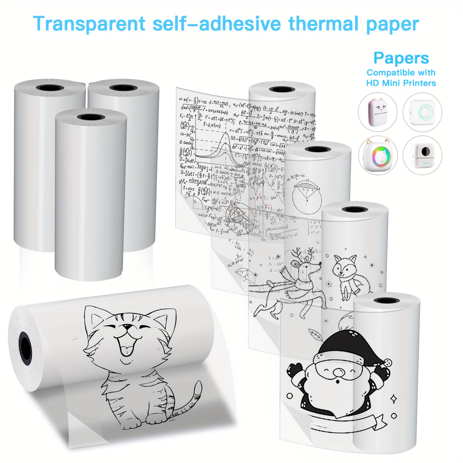 2/4/8 Rolls Clear Self-Adhesiv - Mini Pocket Thermal Printer Paper Roll recension och pris